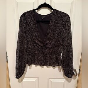 Dynamite Black and White Speckle Blouse
